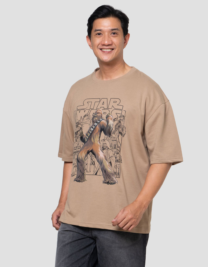 Star Wars Chewbacca With Outline Background Kaos Pria