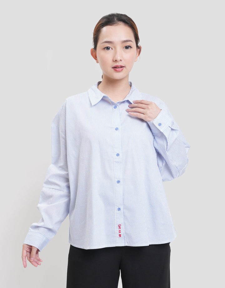 Nevada Stripe W/ Baloon Sleeves & Embro Kemeja Wanita