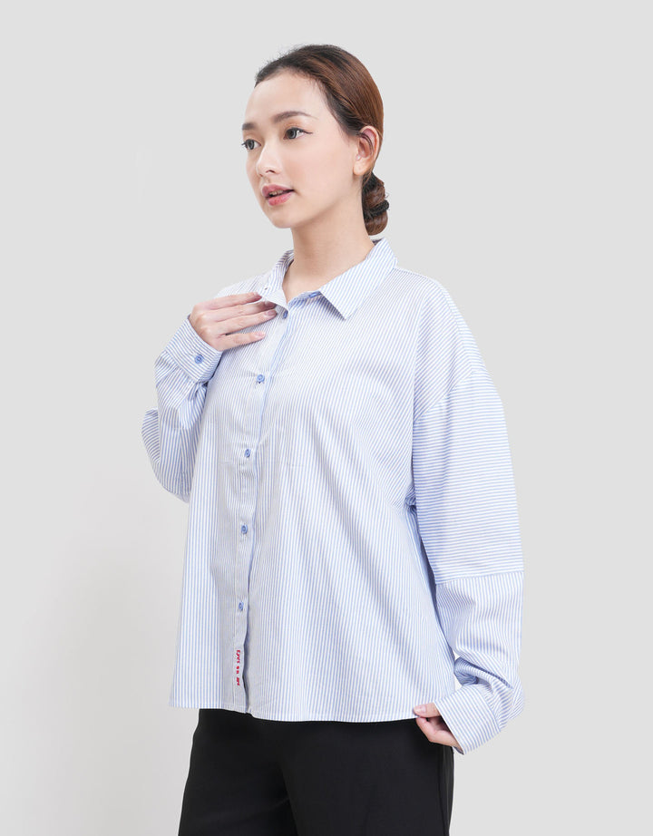 Nevada Stripe W/ Baloon Sleeves & Embro Kemeja Wanita