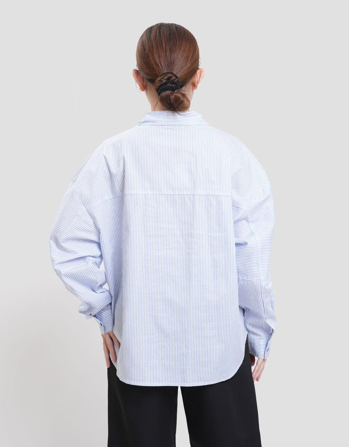 Nevada Stripe W/ Baloon Sleeves & Embro Kemeja Wanita