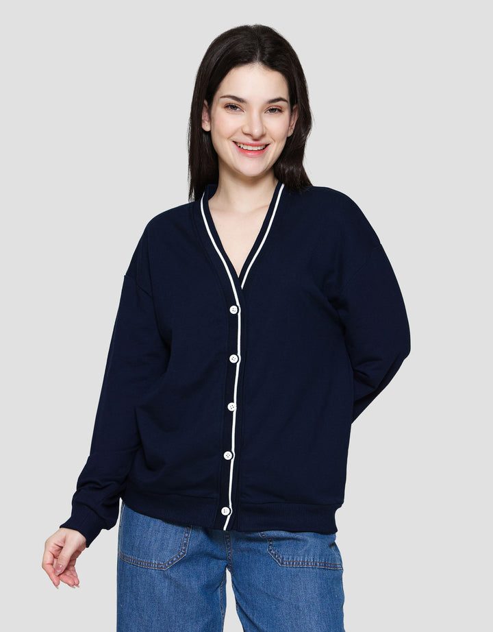 Nevada V Neck List Cardigan Wanita