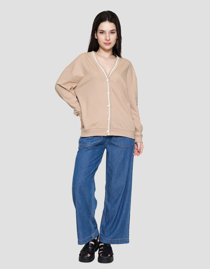 Nevada V Neck List Cardigan Wanita