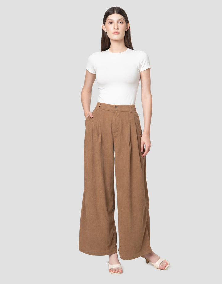 Nevada Wide Leg Corduroy Celana Panjang Wanita