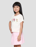 Little M Aplikasi 3 Bunga Crochet Kaos Anak Perempuan