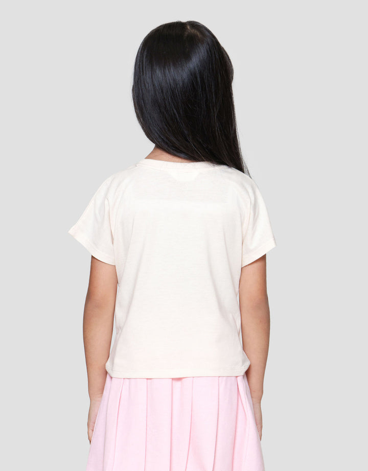 Little M Aplikasi 3 Bunga Crochet Kaos Anak Perempuan