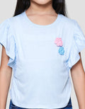 Little M Double Sleeve 2 Bunga Crochet Kaos Anak Perempuan