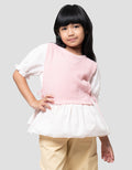 Little M Top Flat Knit With Woven Kemeja Anak Perempuan
