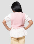 Little M Top Flat Knit With Woven Kemeja Anak Perempuan