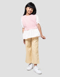 Little M Top Flat Knit With Woven Kemeja Anak Perempuan
