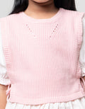 Little M Top Flat Knit With Woven Kemeja Anak Perempuan