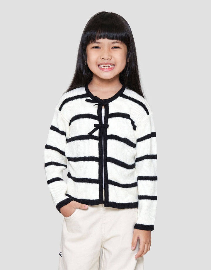 Little M Stripe Flat Knit Cardigan Anak Perempuan