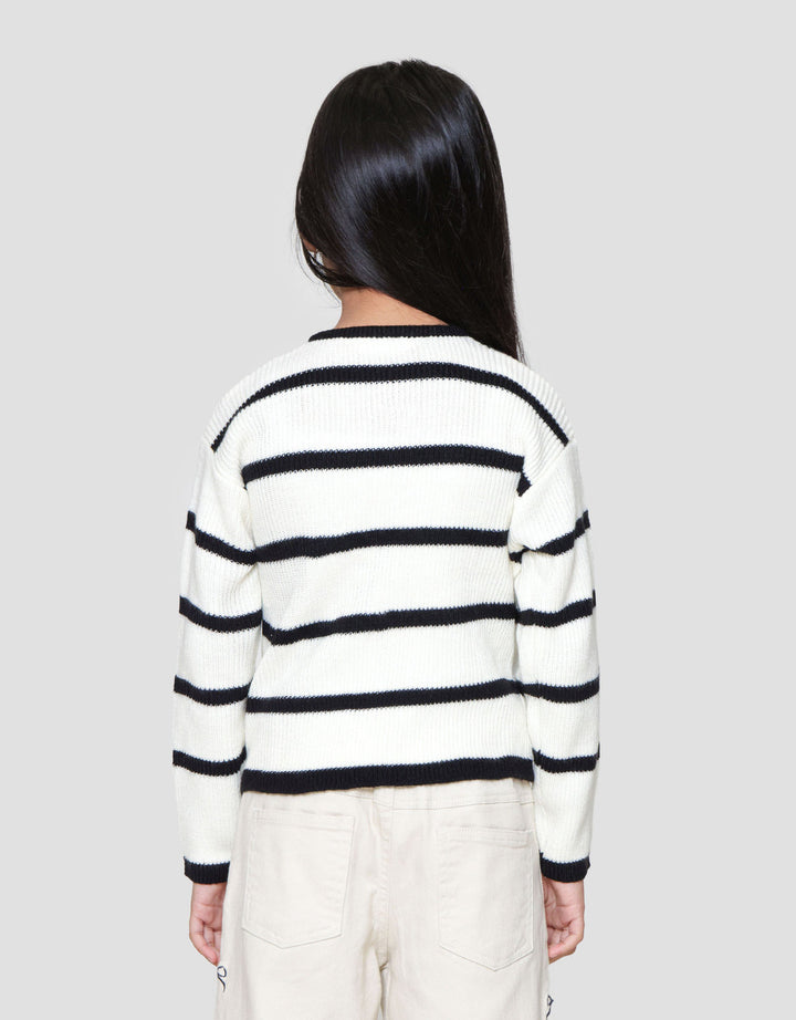 Little M Stripe Flat Knit Cardigan Anak Perempuan