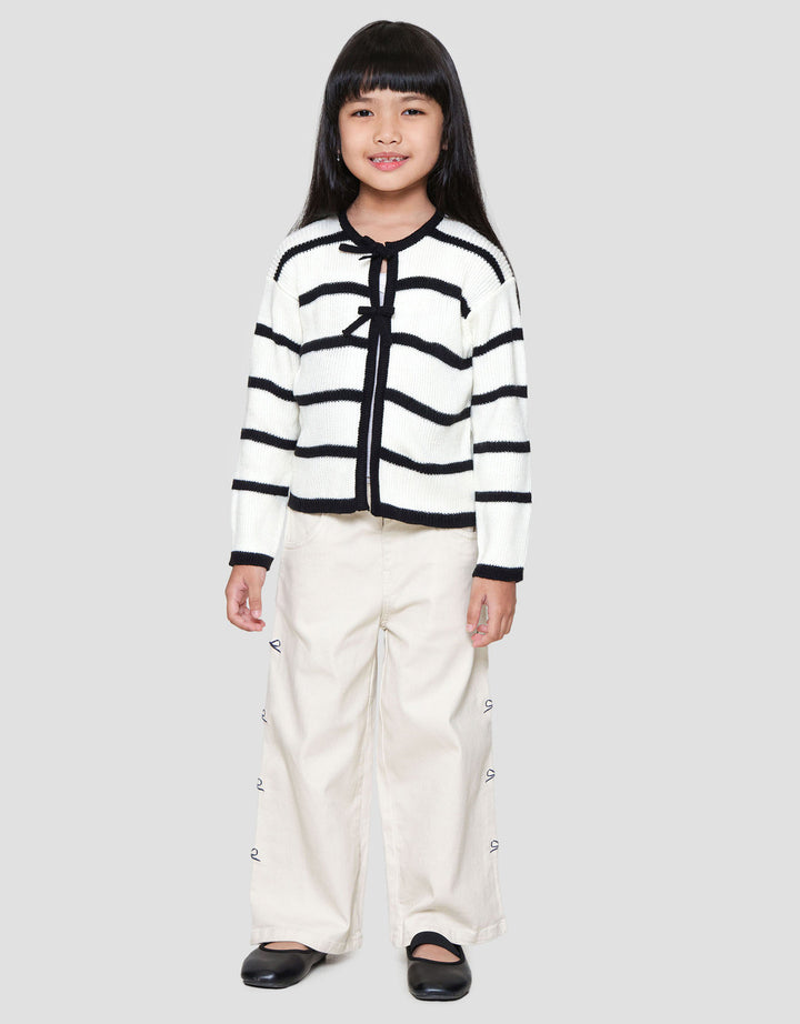 Little M Stripe Flat Knit Cardigan Anak Perempuan