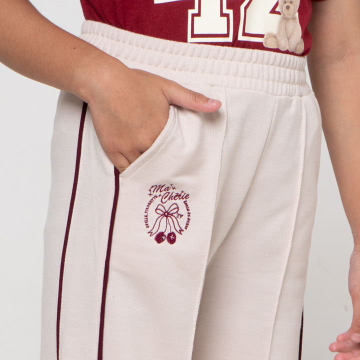 Little M Terry Stripe Celana Panjang Anak Perempuan