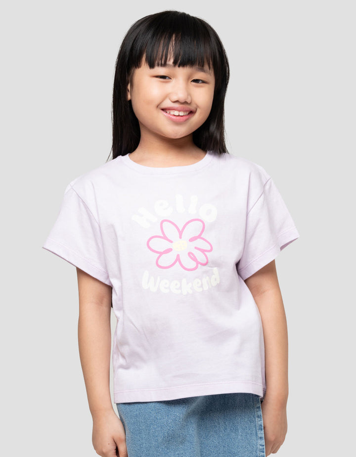 Little M Hello Weekend Kaos Anak Perempuan
