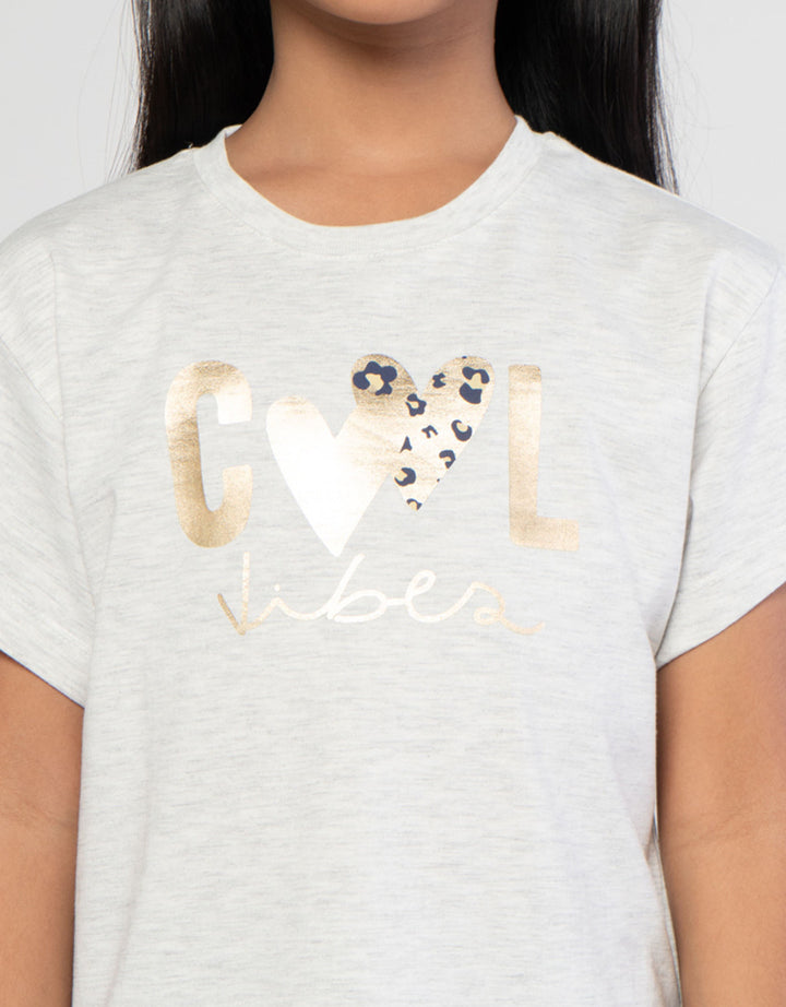 Little M Print Cool Foil Kaos Anak Perempuan