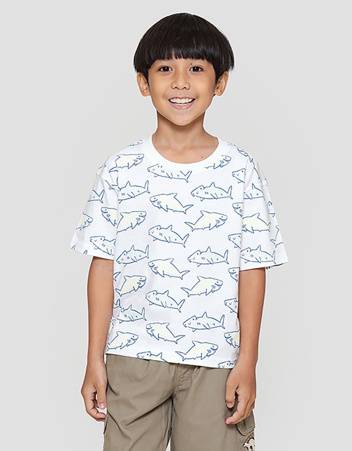 Little M Print Shark Kaos Oversize Anak Laki-laki