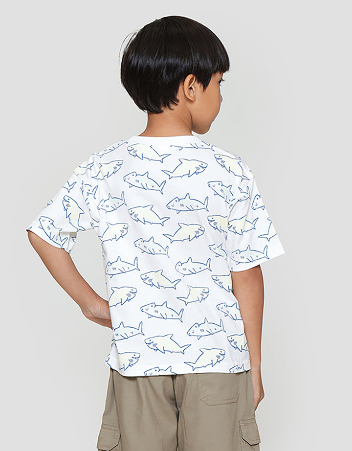Little M Print Shark Kaos Oversize Anak Laki-laki