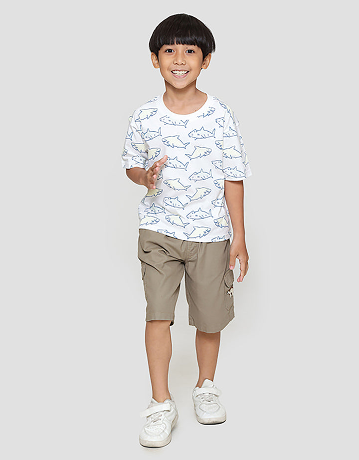 Little M Print Shark Kaos Oversize Anak Laki-laki