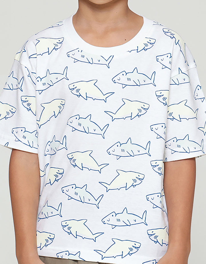 Little M Print Shark Kaos Oversize Anak Laki-laki