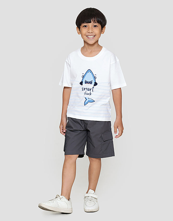 Little M Komb Slr Smart Shark Kaos Oversize Anak Laki-laki