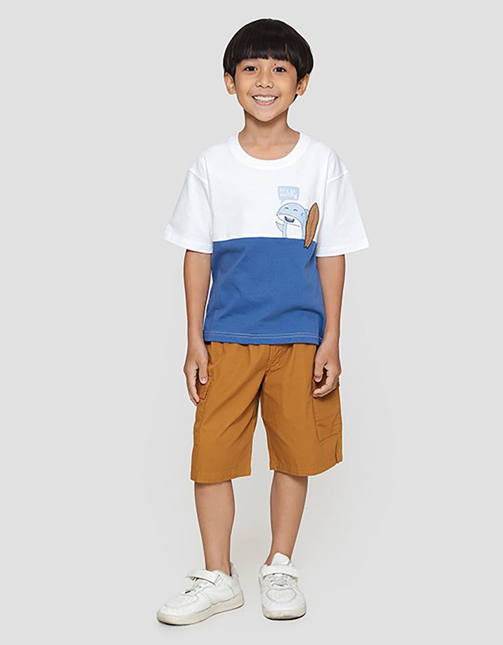 Little M Cut Sewn Surf Shark Kaos Oversize Anak Laki-laki