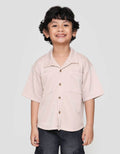 Little M Neck Texture Kantong Kemeja Anak Laki-laki