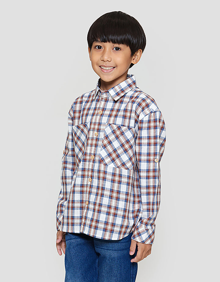 Little M Oversize Slub Wash Kemeja Anak Laki-laki