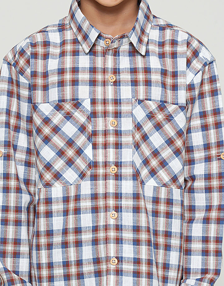 Little M Oversize Slub Wash Kemeja Anak Laki-laki