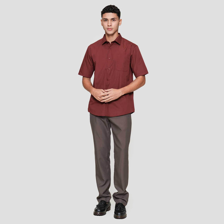 Cole Basic Solid Reguler Fit Kemeja Lengan Pendek Pria