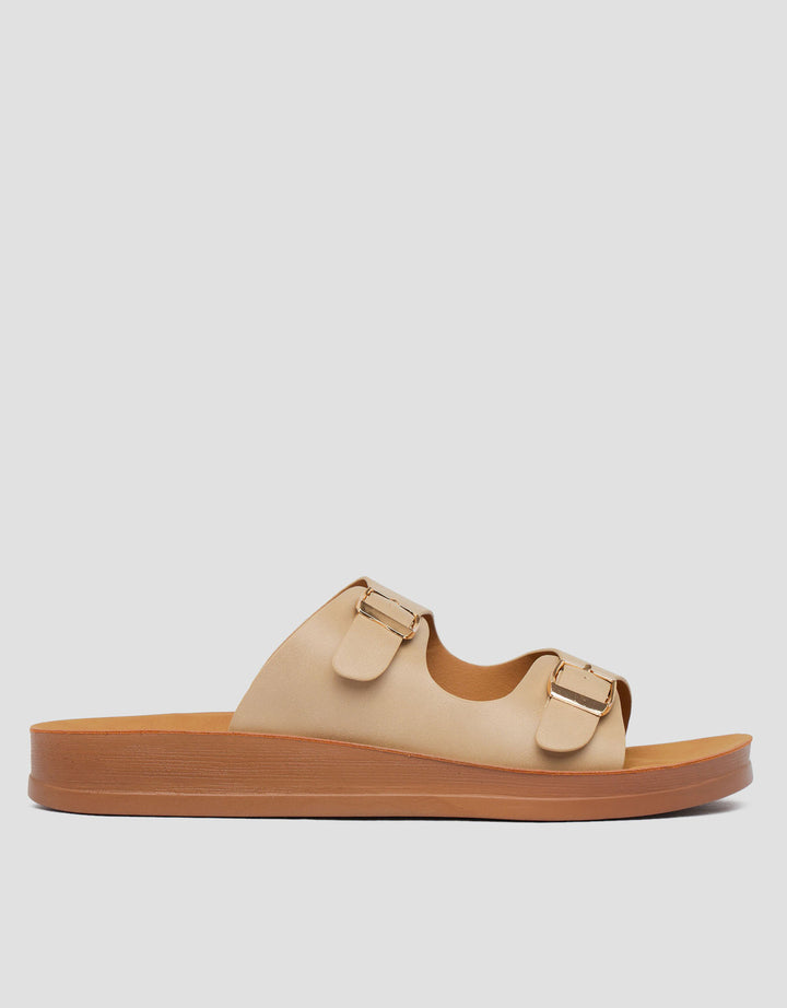 St. Yves Double Buckle Sandal Slipper Fq10 Wanita