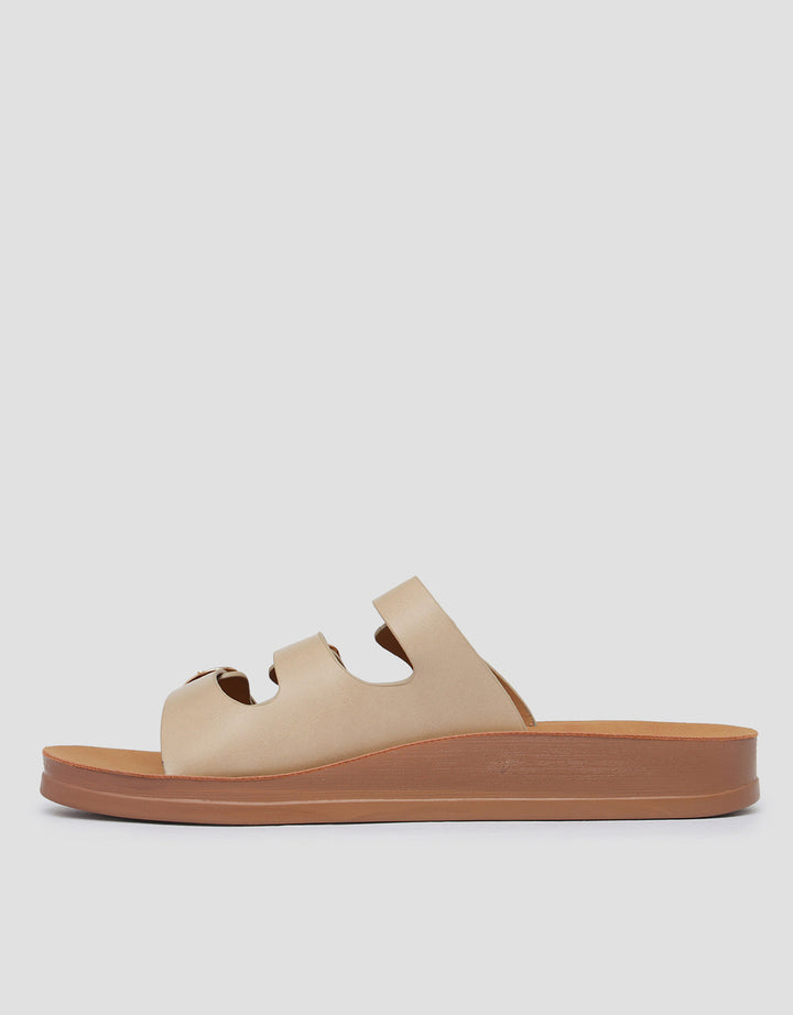 ST. YVES SANDAL SLIPPER TRIPLE STRAP BUCKLE FQ15 WANITA