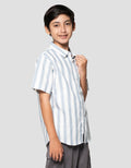 Nevada Full Print Stripes Round Neck Kemeja Anak Laki-laki