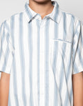 Nevada Full Print Stripes Round Neck Kemeja Anak Laki-laki