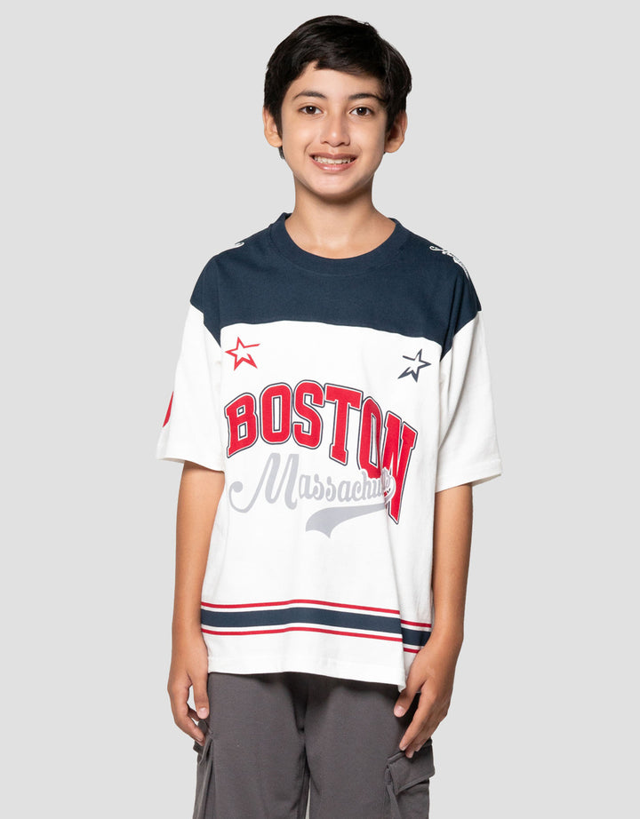 Nevada Print Boston Kaos Oversize Anak Laki-laki