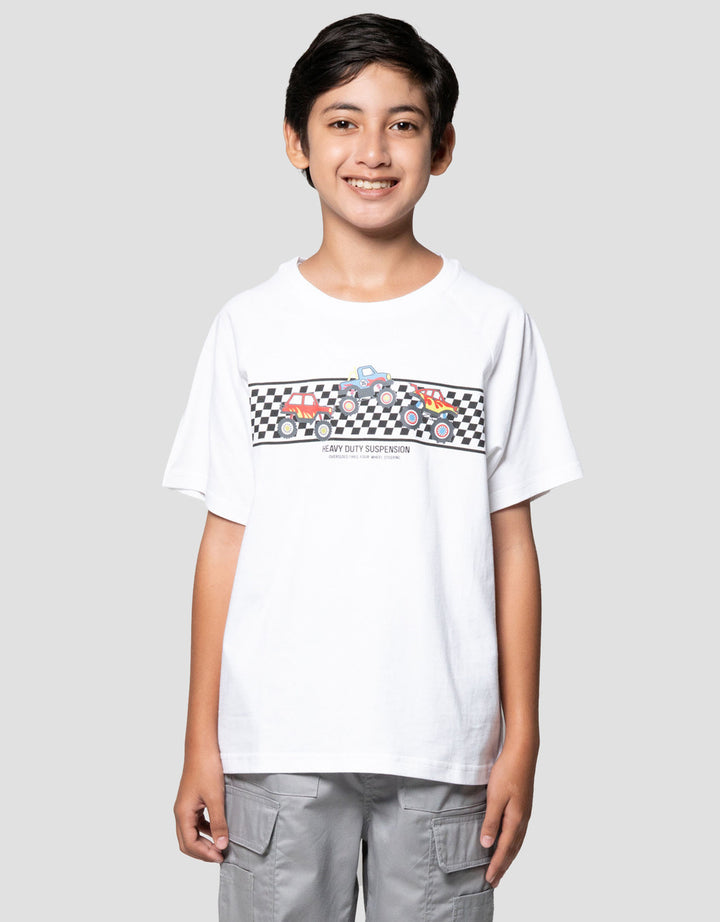 Nevada Ragland Print Race Track Checker Kaos Anak Laki-laki