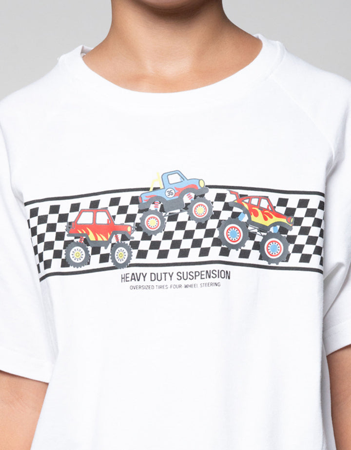 Nevada Ragland Print Race Track Checker Kaos Anak Laki-laki