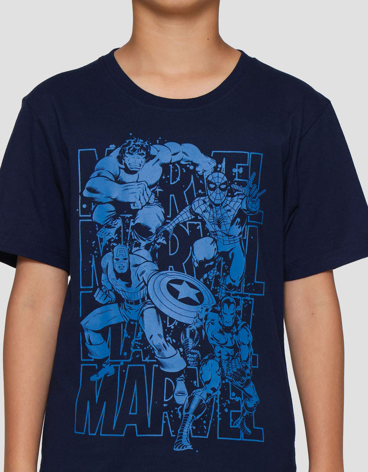 Marvel Heroes Print Kaos Lengan Pendek Anak Laki-laki