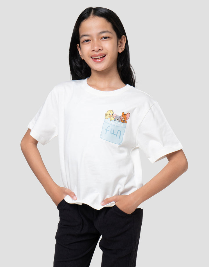 Character Print Kantong Tom N Jerry Kaos Anak Perempuan