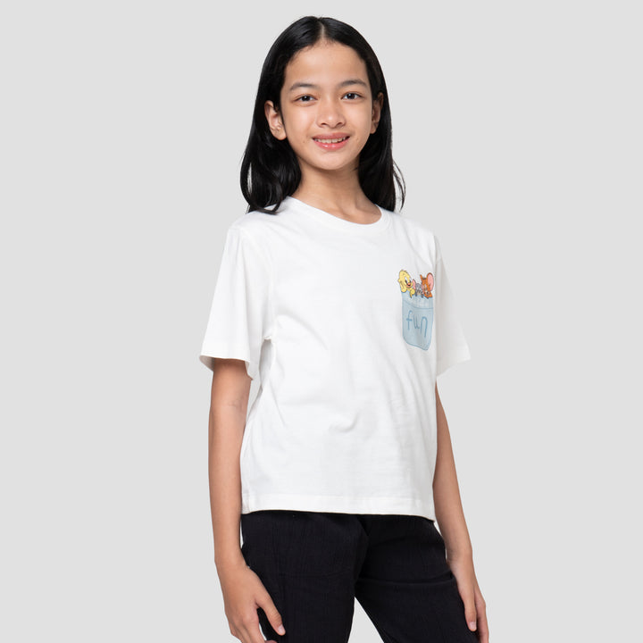 Character Print Kantong Tom N Jerry Kaos Anak Perempuan