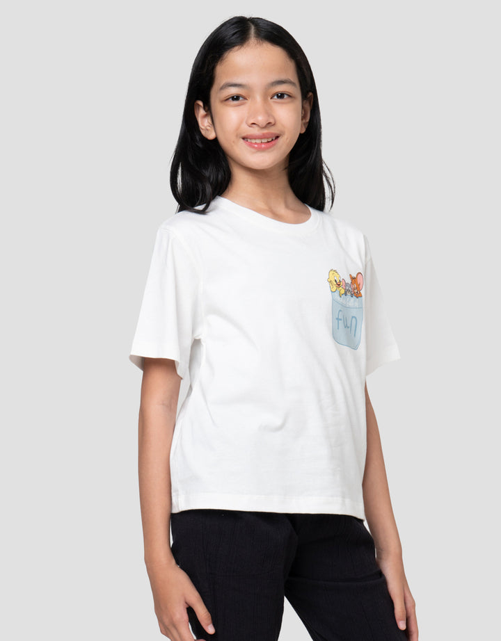 Character Print Kantong Tom N Jerry Kaos Anak Perempuan