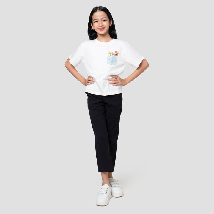 Character Print Kantong Tom N Jerry Kaos Anak Perempuan