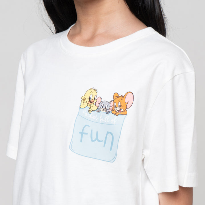 Character Print Kantong Tom N Jerry Kaos Anak Perempuan