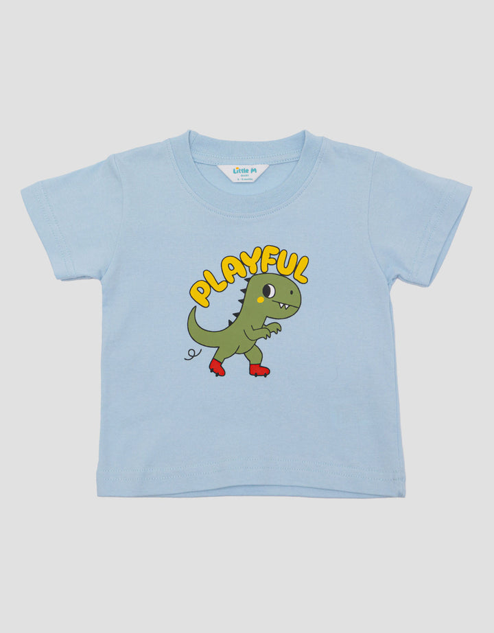 Little M Print Basic Dino Kaos Bayi Laki-laki