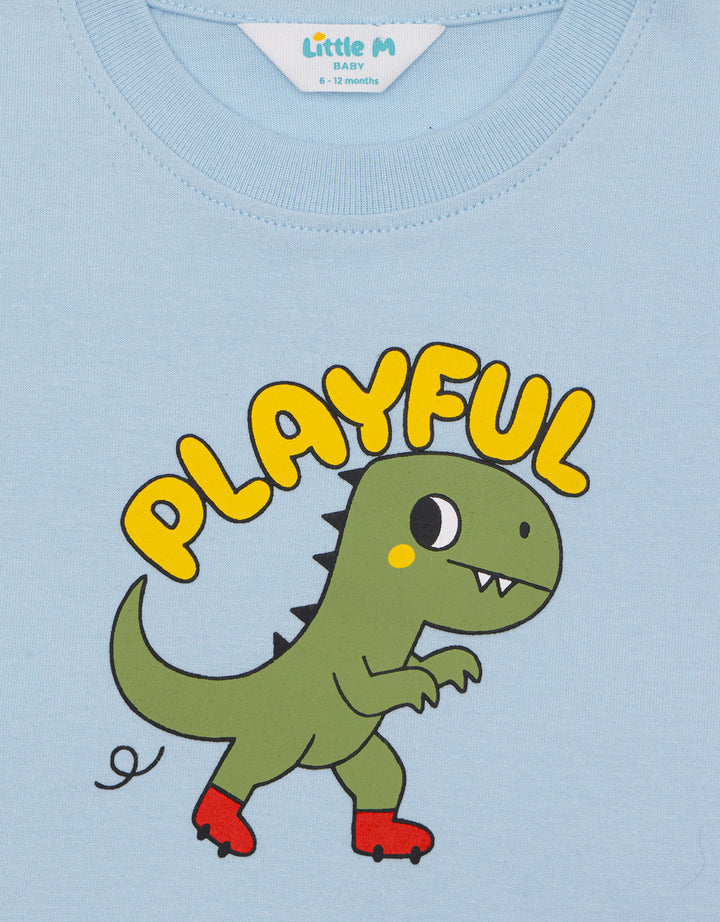 Little M Print Basic Dino Kaos Bayi Laki-laki