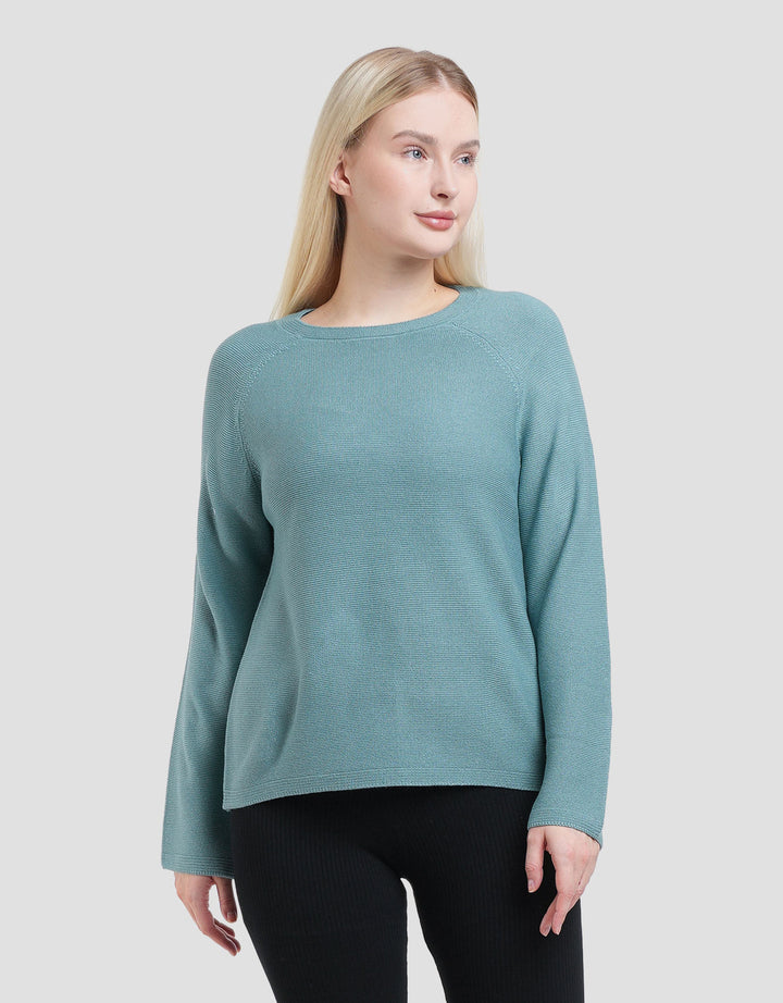 Suko Top Rajut Kerah Bulat Kaos Lengan Panjang Wanita