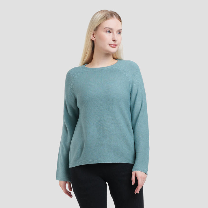 Suko Top Rajut Kerah Bulat Kaos Lengan Panjang Wanita