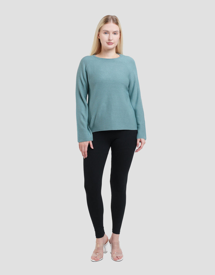 Suko Top Rajut Kerah Bulat Kaos Lengan Panjang Wanita