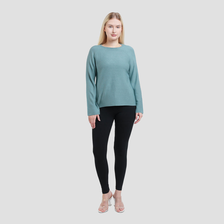 Suko Top Rajut Kerah Bulat Kaos Lengan Panjang Wanita