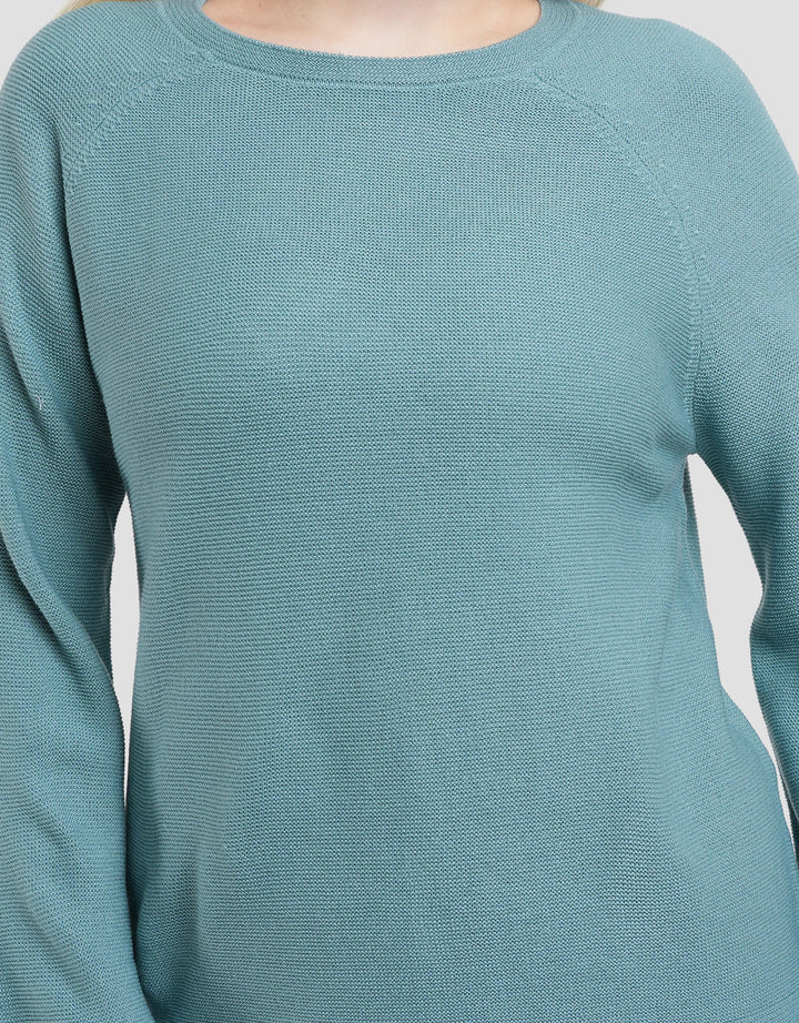 Suko Top Rajut Kerah Bulat Kaos Lengan Panjang Wanita